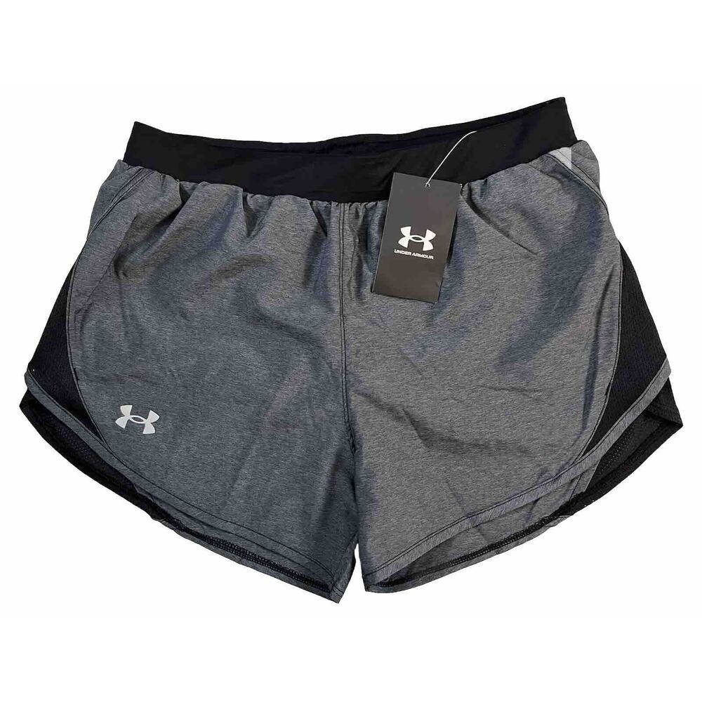 NWT Under Armour Women's Fly By 2.0 Running Shorts Black Gray Heather Size XS